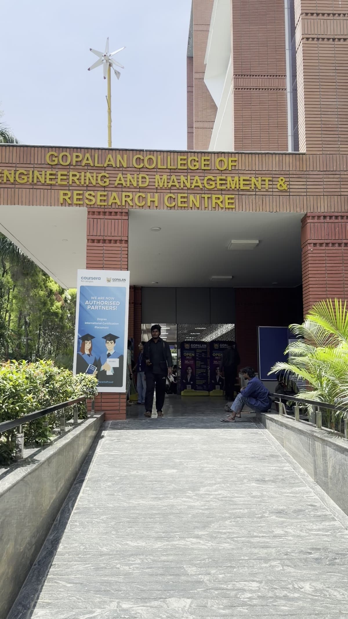 Entrance to Gopalan College of Engineering and Management on the workshop day